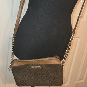 Michael Kors Tan and Brown Crossbody Bag